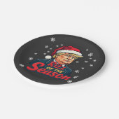 シーズンのリズントランプおもしろいクリスマスサンタ ペーパープレート (アングル)