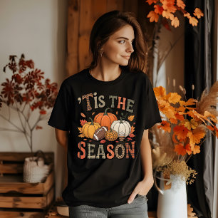 シーズンのヴィンテージカボチャとサッカー Tシャツ