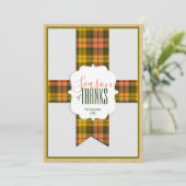 シーズンの感謝してい秋タータンチェックリボン感謝祭 カード (スタンド正面)
