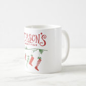 シーズンの挨拶とクリスマスストッキング コーヒーマグカップ (正面右)