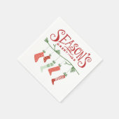 シーズンの挨拶とクリスマスストッキング スタンダードカクテルナプキン (角)
