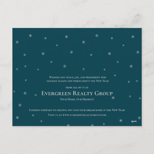 シーズンの挨拶のエステート実在ビジネスのクリスマス シーズンポストカード (裏面)