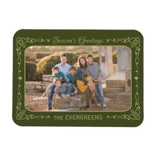 シーズンの挨拶のカスタム写真と名前マグネット マグネット (横)