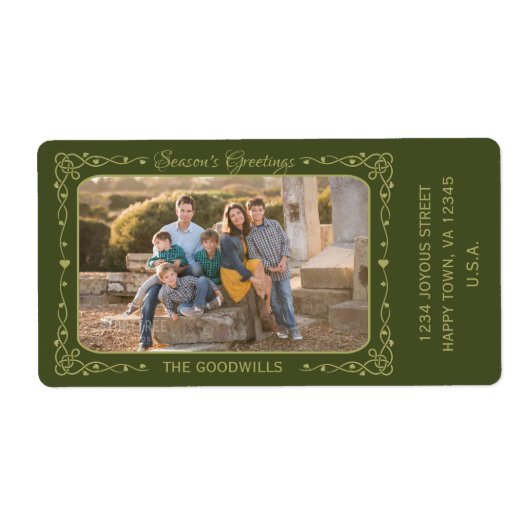 シーズンの挨拶の写真カスタムと文字のラベル ラベル (正面)