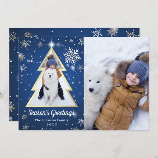 シーズンの挨拶の冬のクリスマスツリー2写真 シーズンカード (正面/裏面)