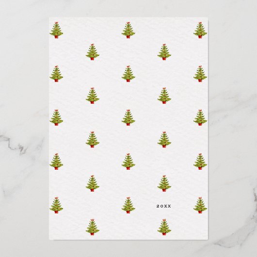 シーズンの挨拶の水エレガント色の木スクリプト 箔シーズンカード (裏面)