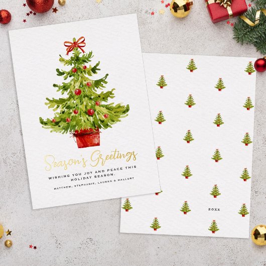 シーズンの挨拶の水エレガント色の木スクリプト 箔シーズンカード