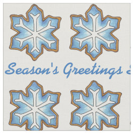 シーズンの挨拶クリスマスブルー雪の薄雪 ファブリック