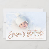 シーズンの挨拶バラ金ゴールドスクリプトフォトオーバーレイ シーズンカード (正面)