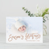 シーズンの挨拶バラ金ゴールドスクリプトフォトオーバーレイ シーズンカード (スタンド正面)