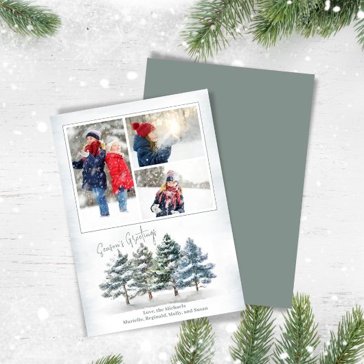 シーズンの挨拶フォトコラージュウッドランド シーズンカード