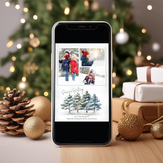 シーズンの挨拶フォトコラージュウッドランド シーズンカード