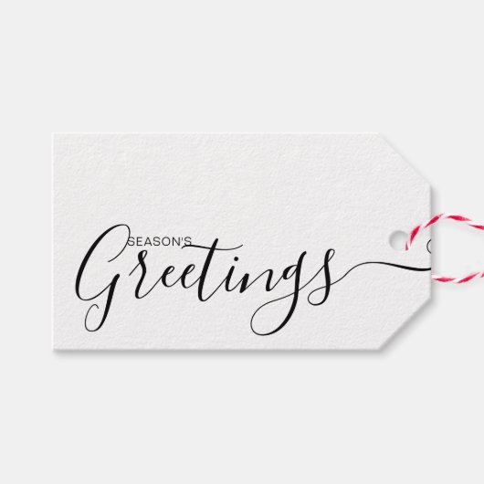 シーズンの挨拶ブラックホワイトミニマリストギフトタグ ギフトタグ (正面(横))