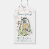 シーズンの挨拶ホワイトポインセチアの姓 ギフトタグ (正面)