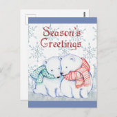 シーズンの挨拶ポーラーベア ポストカード (正面/裏面)