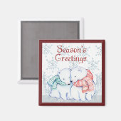 シーズンの挨拶ポーラーベア マグネット (正面/裏面)