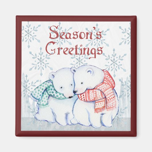 シーズンの挨拶ポーラーベア マグネット (正面)