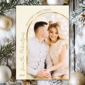 シーズンの挨拶モダン金ゴールドArch 5写真 シーズンカード