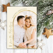 シーズンの挨拶モダン金ゴールドArch 5写真 シーズンカード