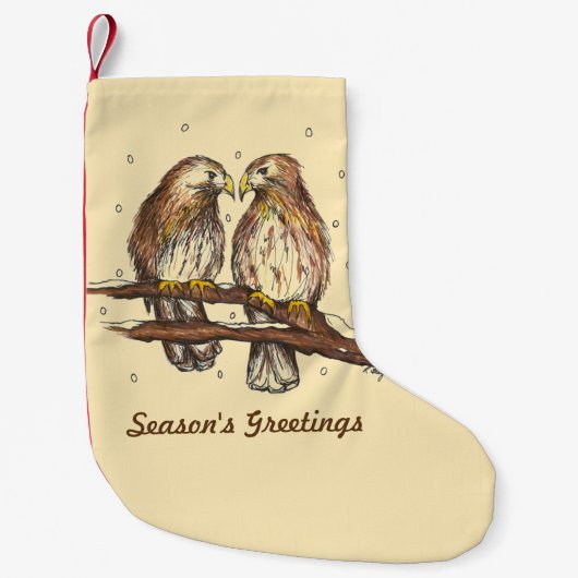 シーズンの挨拶レッドテイルホークバードクリスマス スモールクリスマスストッキング (正面)