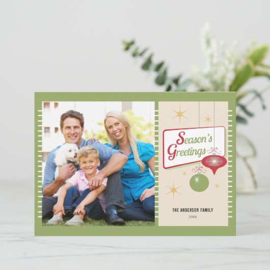 シーズンの挨拶レトロ写真クリスマス シーズンカード (スタンド正面)