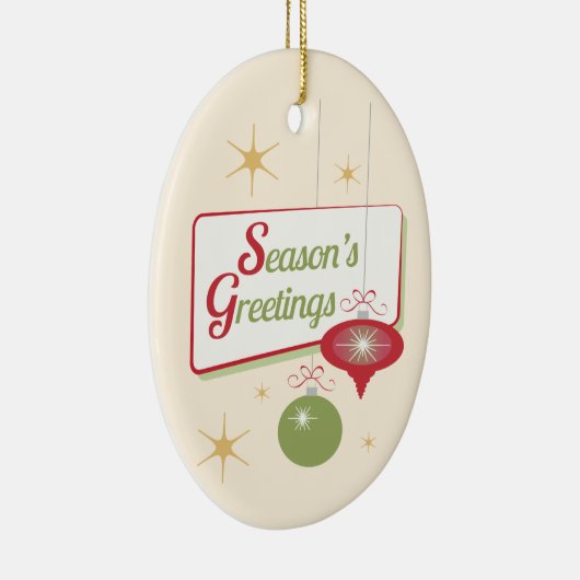 シーズンの挨拶レトロ1950年代クリスマス セラミックオーナメント (右)