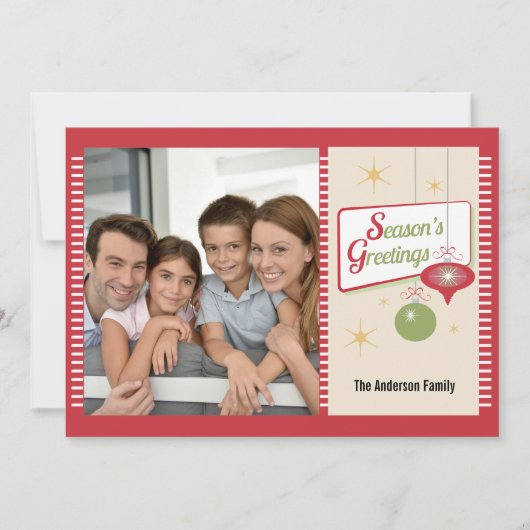 シーズンの挨拶レトロ2写真クリスマス シーズンカード (正面)