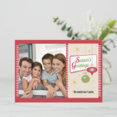 シーズンの挨拶レトロ2写真クリスマス シーズンカード (スタンド正面)