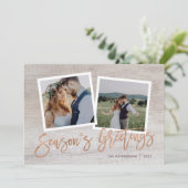 シーズンの挨拶素朴バラ金ゴールドのスクリプト写真 シーズンカード (スタンド正面)