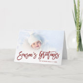 シーズンの挨拶赤いスクリプトの写真オーバーレイ シーズンカード (正面)