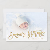 シーズンの挨拶金ゴールドスクリプトフォトオーバーレイ シーズンカード (正面)