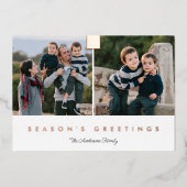 シーズンの挨拶2スタイリッシュ写真ミニマルバラ 箔シーズンカード (正面)