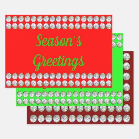 シーズンの挨拶3パックラッピング紙 ラッピングペーパーシート (セット)