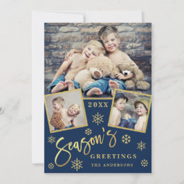 シーズンの挨拶3モダン枚の写真の挨拶 シーズンカード