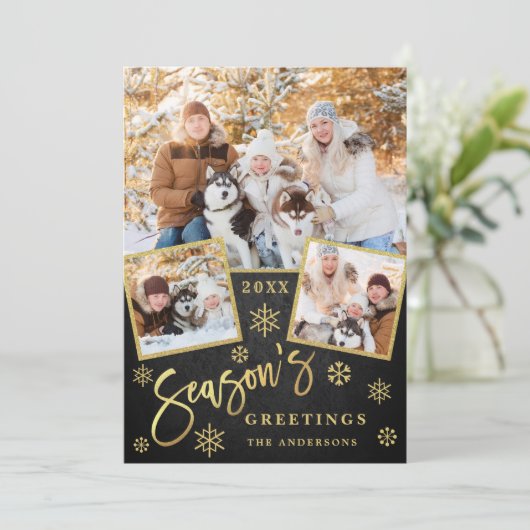 シーズンの挨拶3モダン枚の写真の挨拶 シーズンカード (スタンド正面)