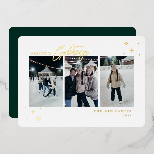 シーズンの挨拶3写真 箔シーズンカード (正面/裏面)