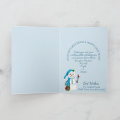 シーズンの挨拶 – ウィンドウ枠の雪だるま シーズンカード (内部)