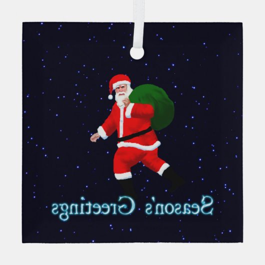 シーズンの挨拶 – サンタクロース ガラスオーナメント (裏面)