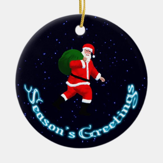シーズンの挨拶 – サンタクロース セラミックオーナメント (正面)