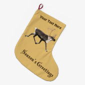 シーズンの挨拶 – ブル・カリブー ラージクリスマスストッキング (正面 (吊り時))