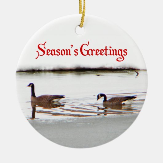 シーズンの挨拶 – ホーンカーズ – カナダゲーゼ セラミックオーナメント (正面)
