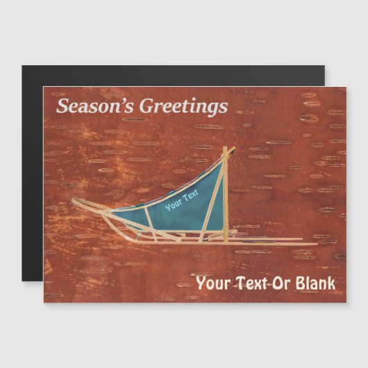 シーズンの挨拶 – 犬が内側の樺の木の樹皮に群れ (正面/裏面)