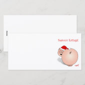 シーズンの挨拶(食べ物)豚の漫画。 シーズンカード (正面/裏面)