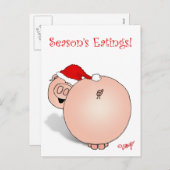 シーズンの挨拶(食べ物)豚の漫画。 シーズンポストカード (正面/裏面)