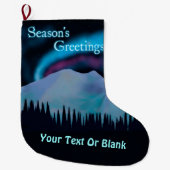 シーズンの挨拶 – Blue Aurora ラージクリスマスストッキング (正面)