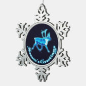 シーズンの挨拶 – Blue Caribou (トナカイ) スノーフレークピューターオーナメント (右)