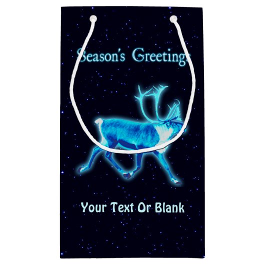 シーズンの挨拶 – Blue Caribou (トナカイ) スモールペーパーバッグ (裏面)