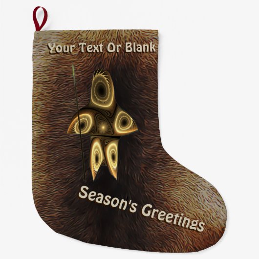 シーズンの挨拶 – Fractal Inuit Hunter ラージクリスマスストッキング (正面)