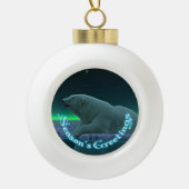 シーズンの挨拶 – Ice Edge Polar Bear セラミックボールオーナメント (正面)