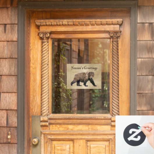 シーズンの挨拶 – Kodiak Bear ウィンドウサイン (ホームデコレーション)